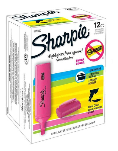 Destacador Sharpie Blade Rosa Caja X12 Color Rosado