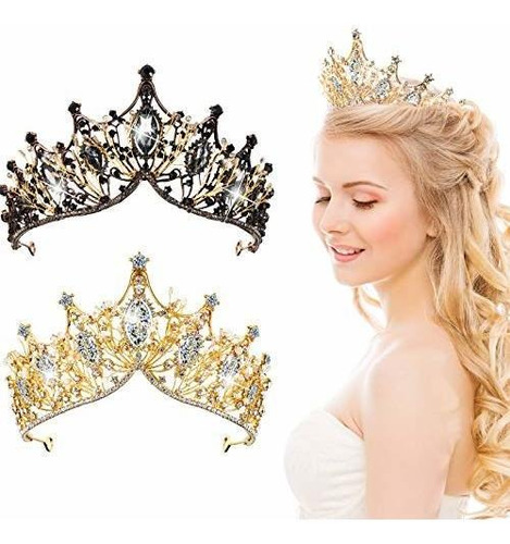 2 Pieces Baroque Queen Crown Brides Bridesmaids Diademas 