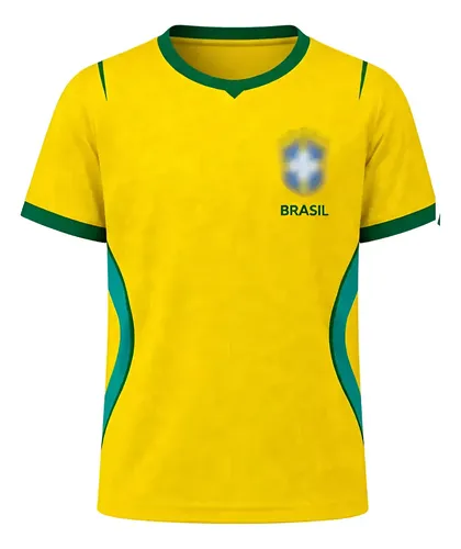 Camiseta Brasil Amarela Infantil Futebol Camiseta Blusa Uv+