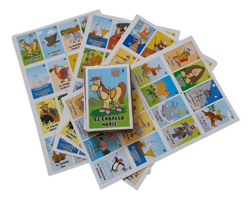 Juego Lotería Animales Español Y Ingles Escolar Didáctica