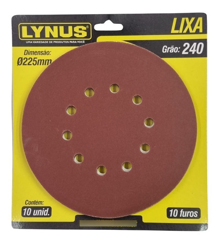 20 Discos De Lixa 225mm P/lixadeira Teto Parede 10 Furos Grão 240 Quantidade De Cascalhos 240