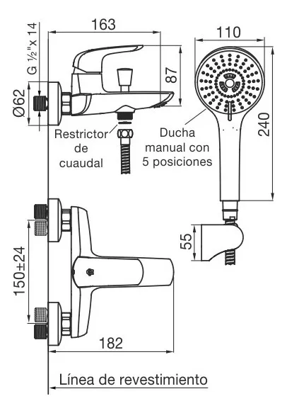 Tercera imagen para búsqueda de griferia fv epuyen pared monocomando