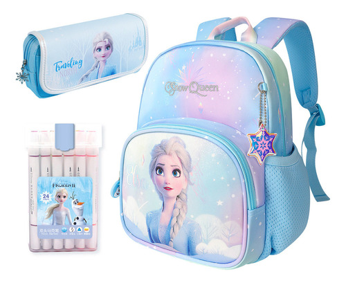 Frozen Elsa Juego De Tres Piezas Mochila Pincel