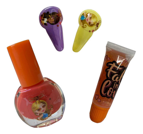 Imagem 4 de 4 de Kit De Maquiagem Infantil Esmalte Brilho Labial Hb96757