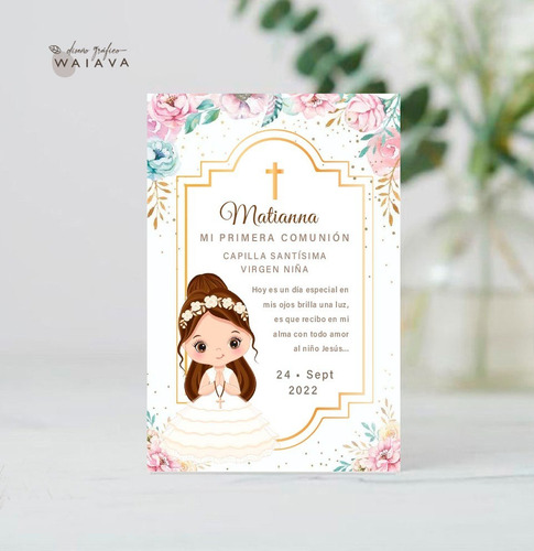 Imagen 8 de 10 de Estampitas Comunión Tarjetas Estampas Nenas X 3u