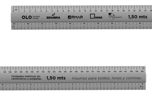 Regla Aluminio X 1,50 Mts Medición En Centímetros Y Pulgadas