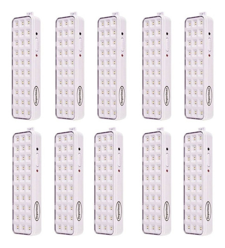 Kit 10 Luminária Luz De Emergência 30 Leds Lampada Segurimax