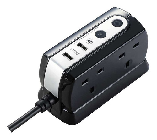 Srgdsu42pb Cable De Extensión Negro 4 Tomas 2 Usb Europeo