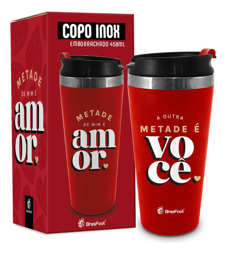 Copo Térmico Emborr. - Metade De Mim 450ml - Abre-fecha