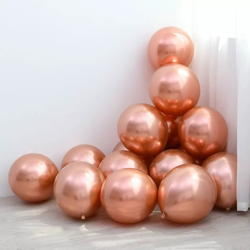 photo Globo Rosa Gold Cromado 6 globos cromados gold rose