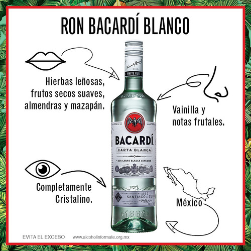 Imagen 6 de 6 de Ron Bacardí carta blanca 750mL