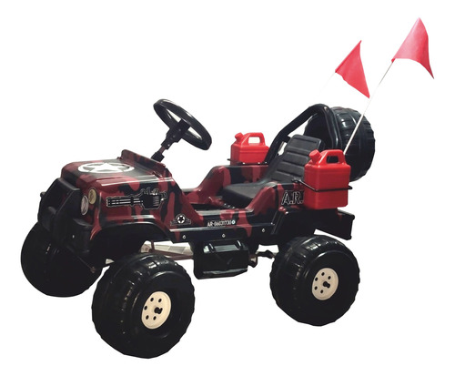 Jeep A Pedal Camuflado Rojo Con Goma Auxilio Y Accesorios 