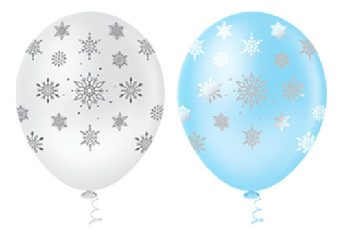 25 Balões / Bexigas Frozen / Flocos De Neve Para Aniversário