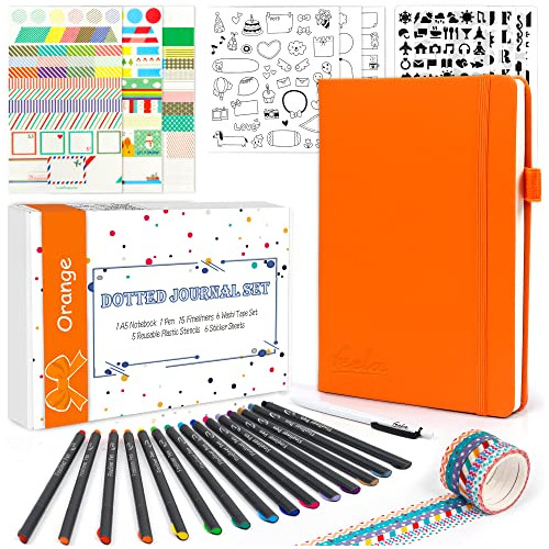 Feela Dotted Journal Kit, Dot Grid Journal Hardcover X6v2h