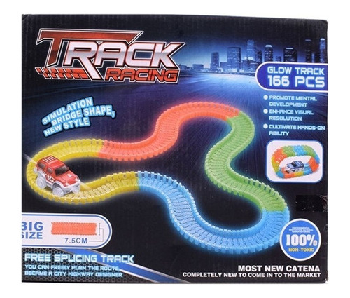  Pista Flexible Con Auto Luminoso 166 Piezas Track 7369