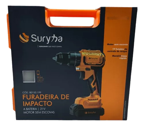 Furadeira De Impacto Bateria 21 V Motor Sem Escovas Suryha