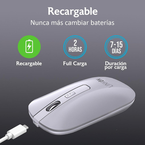 Mouse Inalambrico Dual Bluetooth Usb Recargable Para Mac Windows Color Blanco Linkon