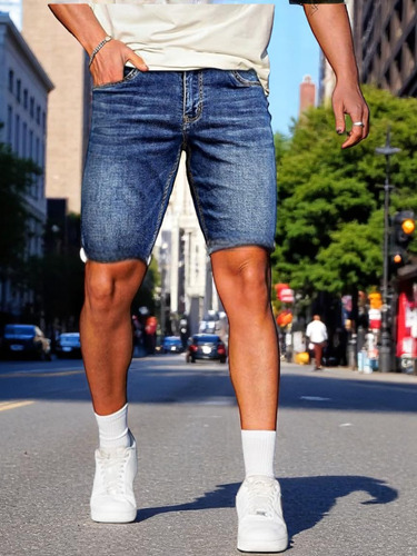 Bermuda Mezclilla Stretch Hombre Jeans Premium