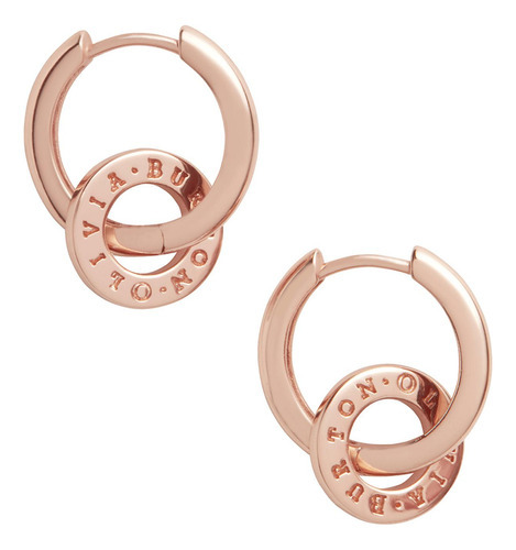 Aretes Olivia Burton Classics Chapa Oro Rosa 18k Objcoe121