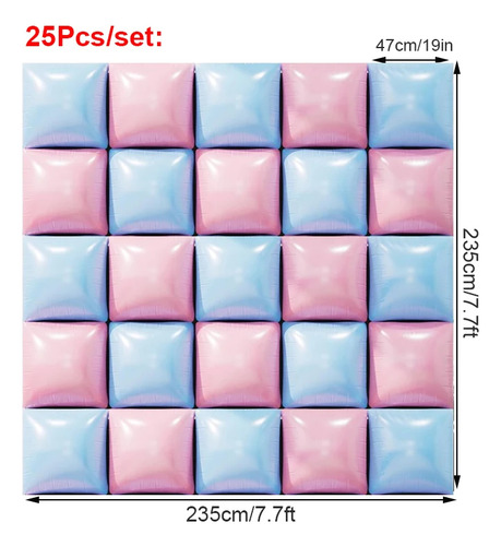 50 Globos Cuadrados De Papel De Aluminio Azul Y Rosa Para Pa