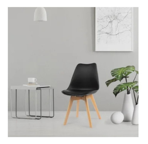 Imagen 2 de 6 de Kit 2 Sillas Tipo Eames Tulip Asiento Acolchado Sala Color N