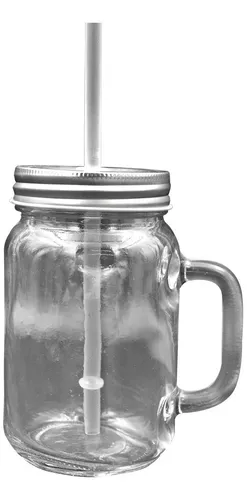 2pzs Mason Jar Frasco Tarro Popote Tapa Colores Taza Vidrio