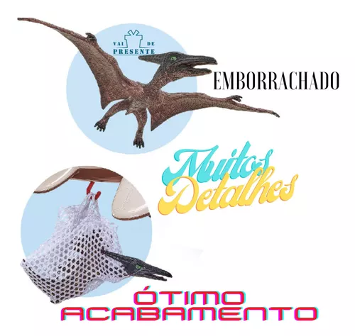 Avião Brinquedo + Dinossauro Pterodáctilo Vinil E Rede Caça