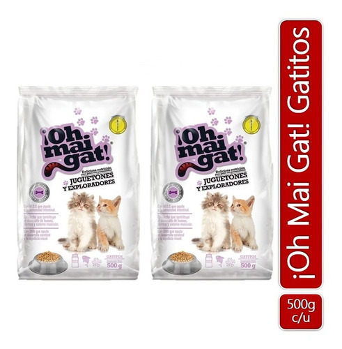 Alimento Para Gatos Oh Mai Gat Gatitos Juguetones 500gr X2 