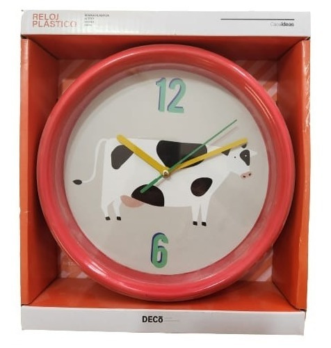 Reloj Cocina Rojo Plástico, Casaideas, 21 Cm De Diámetro.