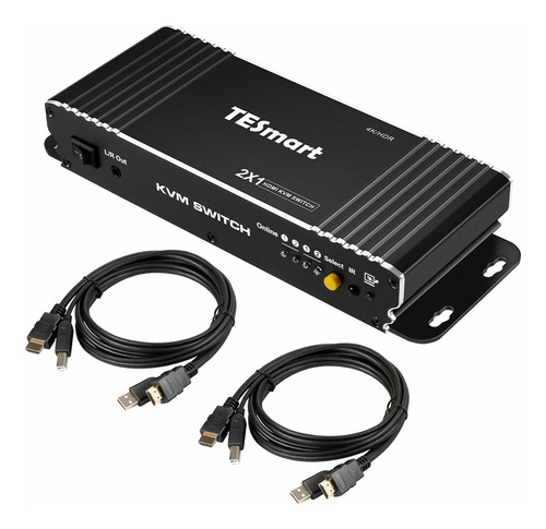 Interruptor Kvm Tesmart Hdmi Para Pc 2 Entrada 1 Switch