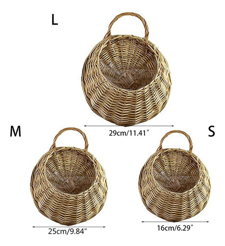 (m-p) Cesta Tejida De Mimbre Natural Para Colgar En La Pared