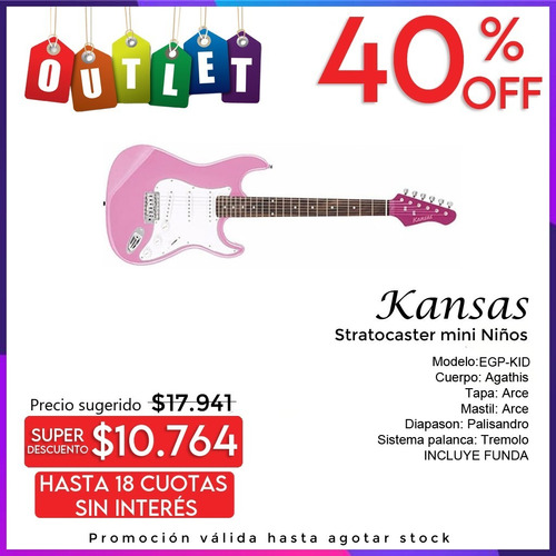 Guitarra Kansas Stratocaster Mini Niños Eg-kid Envio Outlet 