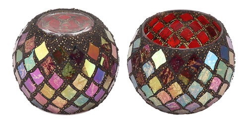 Portavelas De Cristal En Forma De Mosaico, Color Té, Hecho A