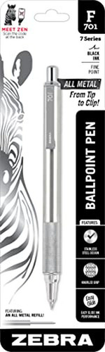 Bolígrafo Retráctil De Acero Inoxidable Zebra® F-701