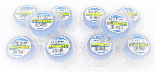 Fita Adesivo Lace Front Azul 3 Metros - Kit Com 10 Fitas