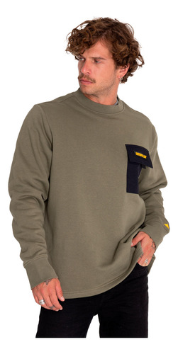 Polerón Hombre Utility Crewneck Sweatshirt Verde Cat