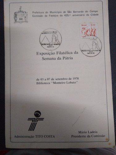 Convite Primeira Expo Filatelica Sbc 1978