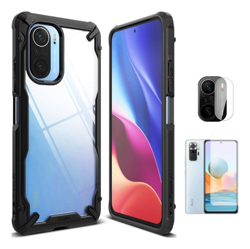 Para Xiaomi Poco F3 / Mi 11i - Case Ringke Fusion X + Vidri