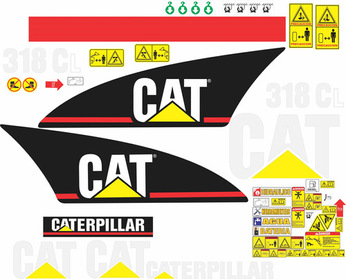 Calcomanías Excavadora Orugada Caterpillar 318cl+preventivos