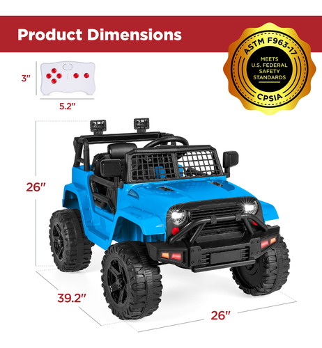 Carrito Eéctrico Para Niños Light Blue 12v Con Luces Led