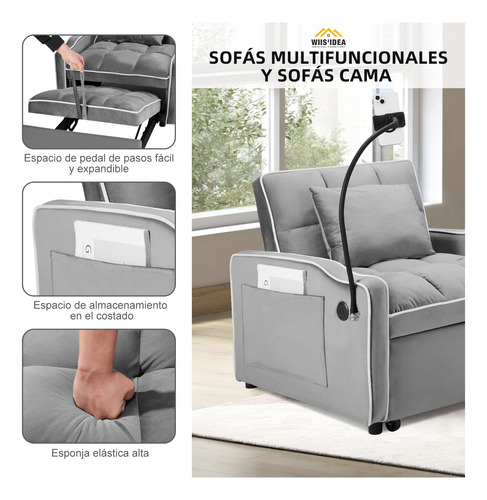 Sofá Cama Sillón Reclinable Convertible 3 En 1