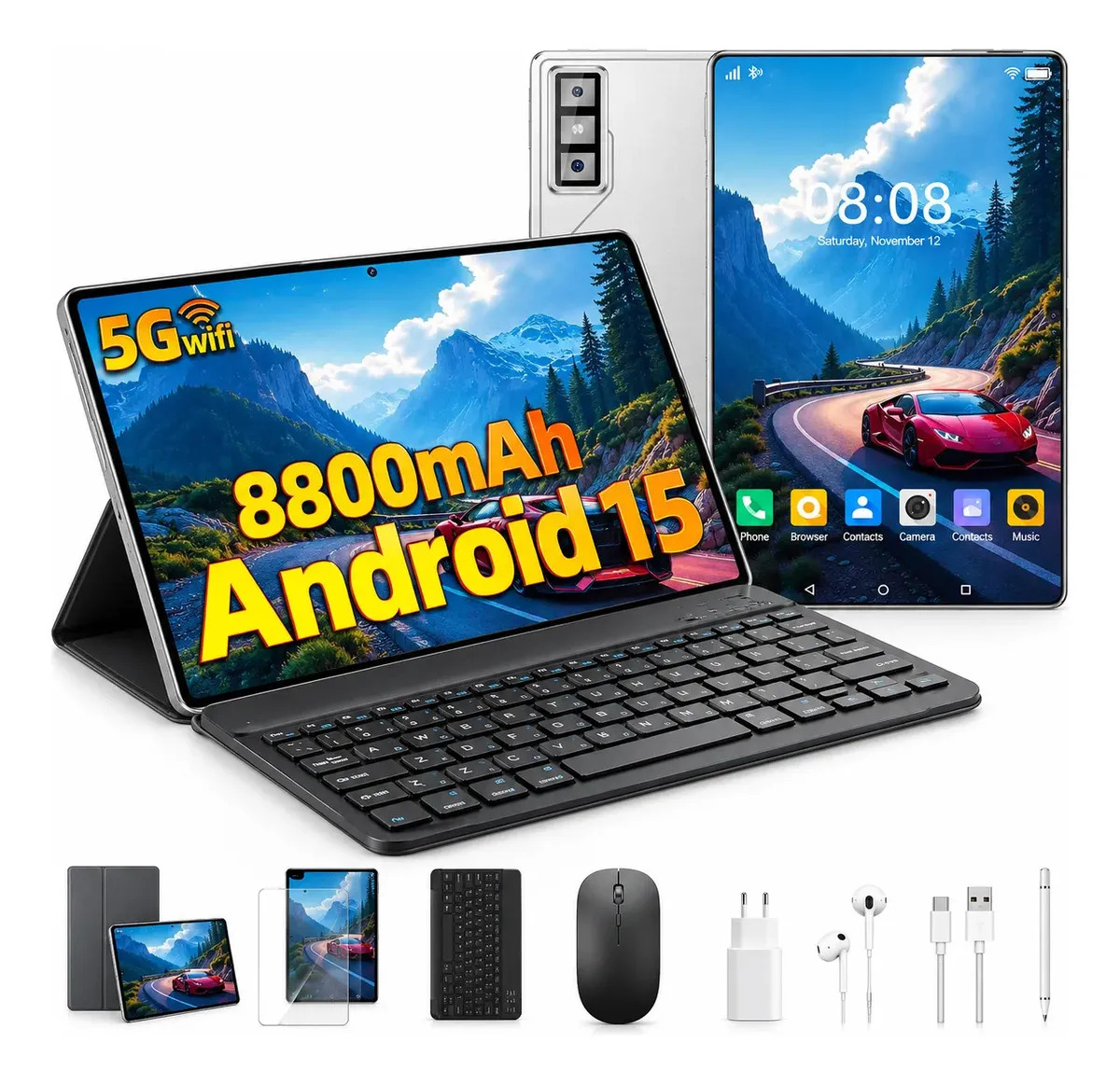 Tablet Tab 16gb Ram 512gb 11.6inch 8800mah, 5g Android 15, Câmera 24mp + 48mp