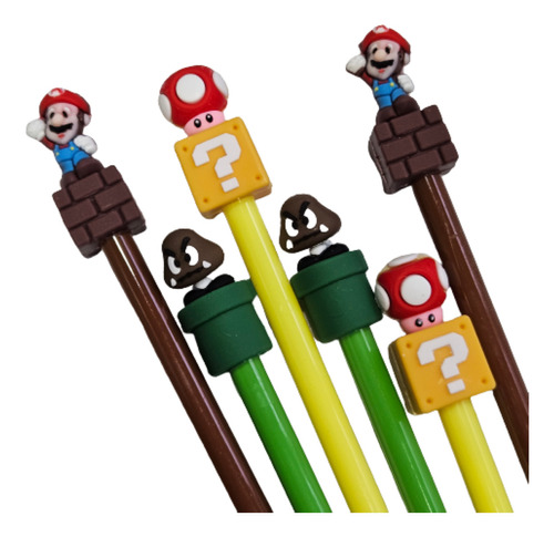 Pack X 30 Lapiceras Con Tapa Mario Bross Ideal Para Souvenir