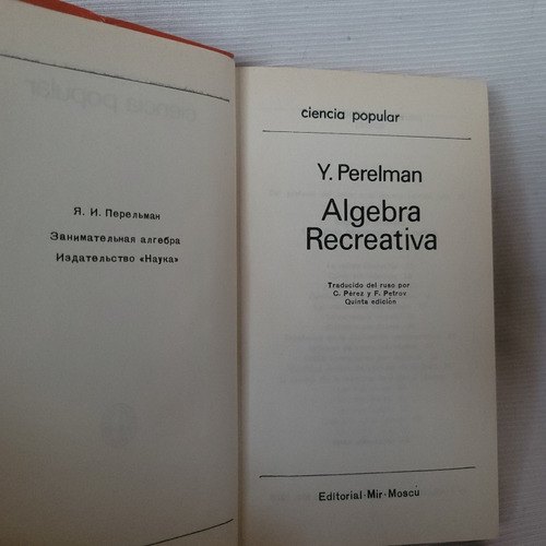 Imagen 4 de 10 de Algebra Recreativa Yakov Perelman Mir Moscu 1978 Tapa Dura