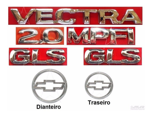 Kit Emblemas Vectra 2.0 Mpfi + Laterais Gls - 1997 À 1999