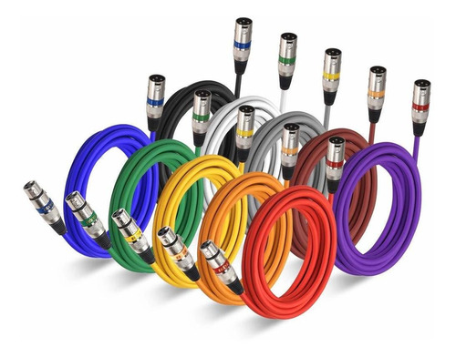 10 Cables Cannon Xlr 4.5mt Multicolor Dmx 512 Mixer Ebxya