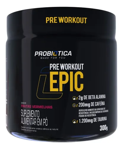 Suplemento Pré-Treino Probiótica Epic Pré Workout 300g Frutas Vermelhas