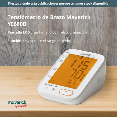 Imagen 2 de 7 de Tensiometro Digital Brazo Maverick Yuwell Función Voz Ye680b