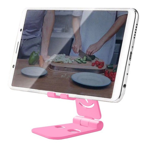 Soporte Universal Plegable Antiderrapante Tablet Celular Color Rosa