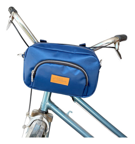 Cartera Para Bicicleta /azul Con Correa Rayada 